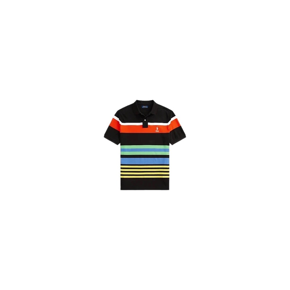 Polo Ralph Lauren Black Polo Shirt Colorblock Striped Classic Men's Large NWT